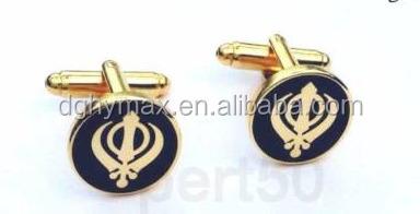 China Khanda Europe Black and Gold High Quality Religious Sikh Cufflinks for sale