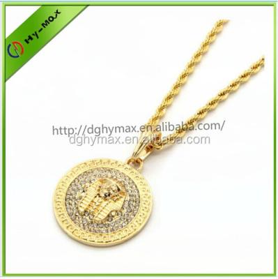 China For Men's Medallion Patern Gold Plated Chain Pendant Necklace for sale