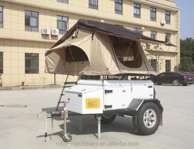 China White Outdoor Camping Travel Trailer Caravan Trailer With Roof Tent for sale