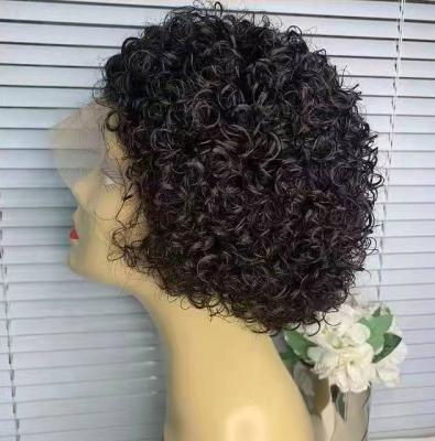 China Cute Body Wave Curly Hair T Piece Wigs For Color Women Virgin Short Pixie Cut HD Lace Wig for sale