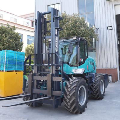 China High Efficiency Terrain Heavy Duty Forklift 4 Ton Capacity Fork Lift Truck Telehandler Off Road All Rough Terrain Forklift for sale