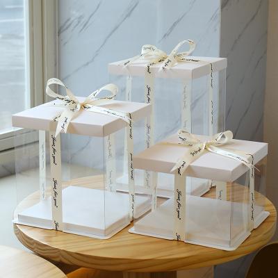 China Handmade Wholesale Custom Acrylic Birthday Party Favor Square Clear Large Transparent Cake Boxes for sale