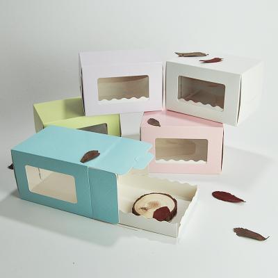 China Recyclable Handmade Wedding Candy Opens Removable Insert Cake PVC Window Baking Wrapping Packaging Cake Boxes for sale