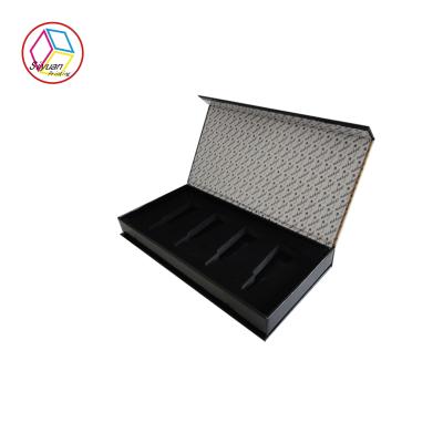 China Rectangle Black Printed Cardboard Makeup Box With EVA Insert for sale