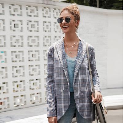 China 2021 autumn and winter new product plaid print jacket ladies suit high quality blazer Anti-wrinkle for sale