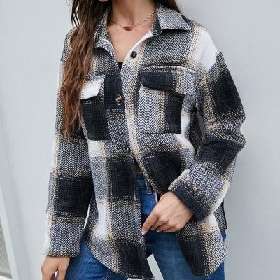 China Anti-wrinkle Wholesale Customized High Quality Women's Autumn Plaid Shirt Women's Quilted Long Sleeve Casual Jacket for sale