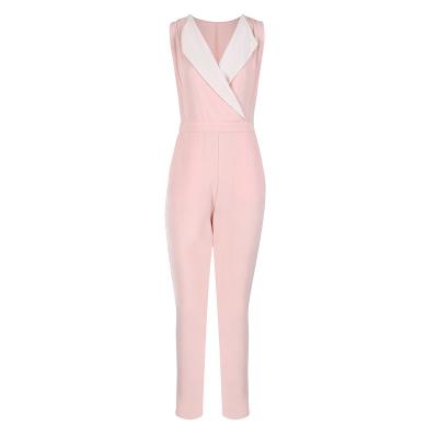 China QUICK DRY classics fashion contrast wholesale suit sleeveless pink jumpsuit with pockets women for sale