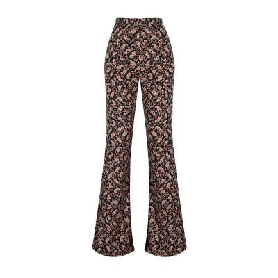 China popular wholesale korean flower woven version cashew plain weave Anti-wrinkle mid-waist flared pants women for sale