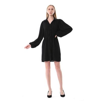 China Simple Women's 100% Polyester Long Sleeve Button Down Casual Summer Dress Wholesale for sale