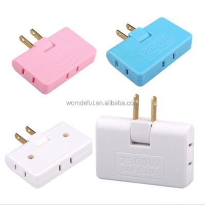 China UniversalÂ   US Adapter One Into Japan Canada 180 Degree Rotation Plug Extension Outlet Wireless Travel Adapter Three Socket Converter for sale