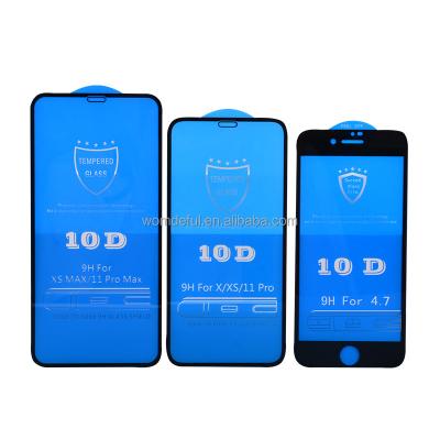 China High Transparent For iPhone 14 13 12 Mini Pro Max XS XR 8 7 6 plus 10D Tempered Glass Full Cover Protective Curved Screen Protector Film Factory for sale