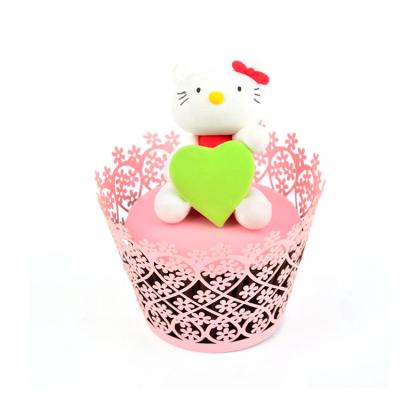 China Greaseproof Laser Cut Case Heart Cup Cake Wrapper Roll Decor Hollow Paper Tool for sale