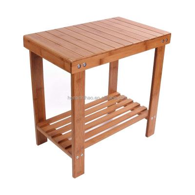 China 2022 Luxury Spa Modern Bamboo Wooden Bath Stools Bathroom Bench Shower Stool Organizer Stool for sale