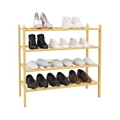 China Indoor Amazon Adjustable Wholesale Bamboo Adult-Size Stackable Shoe Rack Display Rack for sale