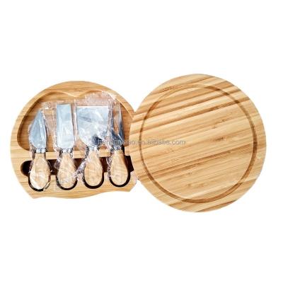 China Viable Custom Unique Bamboo Charcuterie Platter Cut and Serving Tray Board Cutlery Set for sale