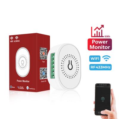 China Tuya/Smart Life Power Monitoring 16A Tuya WiFi RF433 Smart Mini Wireless Switch 2 Way Module On Timer Breaker For Home Google Alexa for sale