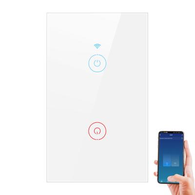 China Tuya WiFi RF 433MHz Touch US Wall Switch Smart LED Light Wireless Life No Neutral Wire Required 2 Band For Google Home Alexa 120*72*34(mm) for sale