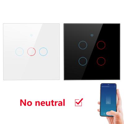 China Tuya Smart/Tuya WiFi Smart Touch Switch Light Smart Life Without Any Wire Glass Wall EU 1/2/3/4 Way 1/2/3/4 Way Neutral Strip For Alexa Google Home for sale