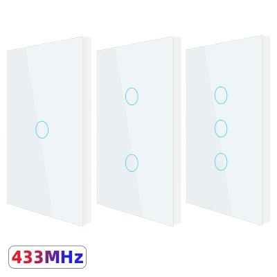 China Brazil USA 1/2/3 Strip Touch Switch Light RF 433Mhz Smart Home Tempered Glass Wireless Remote Control Lamp ASK Ev1257 120*72*9(mm) for sale