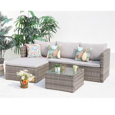 China Modern Factory Price L Shape PE Wicker Rattan Furniture Outdoor Garden Sofa Sets for sale