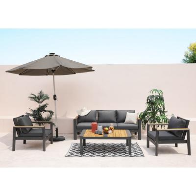 China Factory Price KD Teak Garden Furniture Custom Aluminum Teak Wood Garden Sofa Set for sale