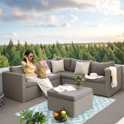 China Outdoor Garden Ranttan Sofa Garden Modern Rattan Patio Furniture Set Garden Furniture Low Price Set for sale