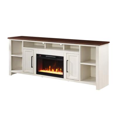 China Modern Adjustable Home Use TV Stand (Height) Walnut And White TV Cabinet TV Unit With Fireplace for sale