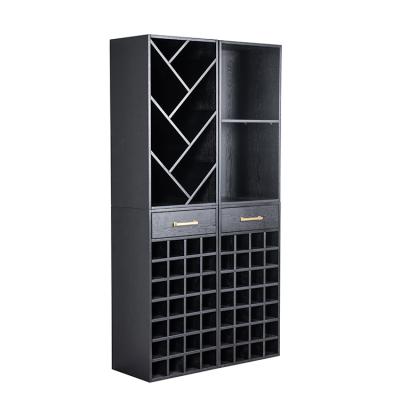 China (Height)Adjustable High End Black Wine Display Cabinet And Shelf Combo for sale