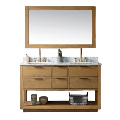 China Classic 60 Inch Bathroom Vanity Bathroom Cabinet Modern Apartment And Mall Double Sink for sale