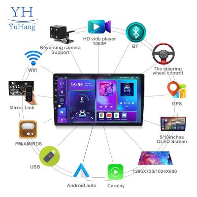 China GPS YuHang 8227 Auto Din 2 Car Radio Electronics Carplay and Android QLED Auto With IPS 2din Android Player Car DVD Player for sale