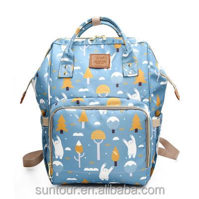 China With Nylon Diaper Bag USB Cartoon Images Baby Mama Backpack Large Capacity Diaper Bag Waterproof Backpack for sale