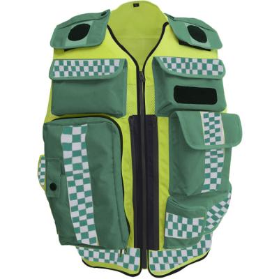 China Dark Green Reflective Mesh Polyester Ambulance Paramedic Rescue Safety EMS EMT Emergency Ambulance Security Responsive Safety First Aid Pink Paramedic Vest for sale