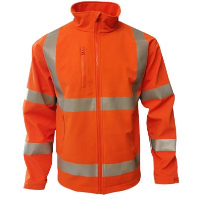 China High Visibility High Visibility Fluorescent Orange Soft Shell Fleece Reflective Safety Jacket for sale