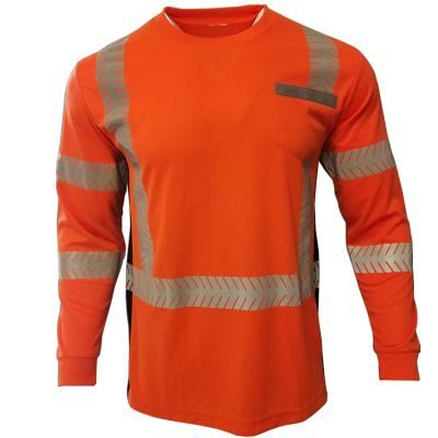 China Heat Transfer Tape High Visibility Long Sleeve Safety Birdeye Polyester Reflective Work Shirts for sale