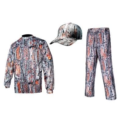 China Outdoor Camouflage Waterproof Windproof 100% Polyester 3 Piece Shirt Pants Cover Hunting Camouflage Clothing for sale