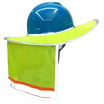 China Construction or Fieldwork Summer Mesh Edge Mesh Full Neck Fluorescent Yellow Shade Sun Shade Hard Hat for Construction Landscaping Survey for sale