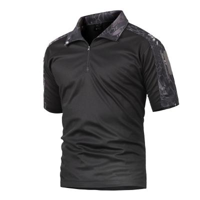 China Qufan Men's Outdoor Short Sleeve Military Tactical Polo Shirts Hiking Breathable Mesh Tops QUICK DRY for sale