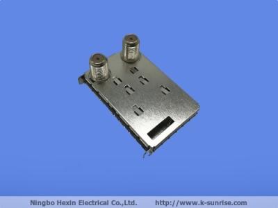 China two f connector with metal shielding cover for pcb mount for sale