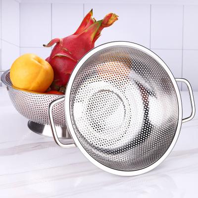 China Stainless Steel Colander Disposal Shelf Kitchen Strainer Viable Multifunctional Drain Basket For Sink for sale