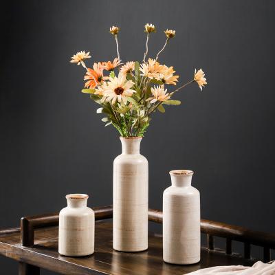 China Wholesale Minimalist Ceramic Vase Accessories Flower Device Small Modern Home Office Hydroponic Plant Dry Flower Ornament Retro for sale