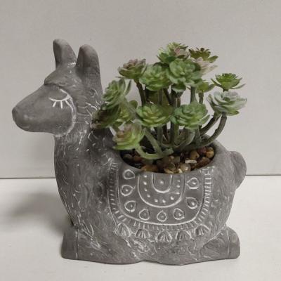 China Modern Handsome Lamb Figurine Garden Statue Planter Small Animal Plant Pot Mold Cement Succulent Pot Concrete for sale