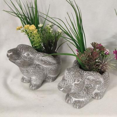 China Modern Beautiful Flower Pot Succulent Concrete Garden Cement Table Small Animal Plant Pot Mold Cement for sale