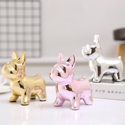 China China Silver Fresh Gold Ceramic Dog Shaped Coin Bank for sale