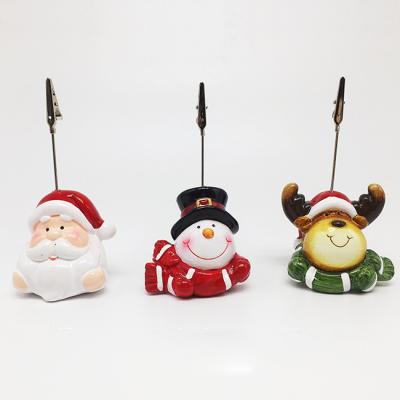 China Ceramic Santa Clause Name Card Holder Decoration Gifts Figurines Resin Crafts Christmas for sale