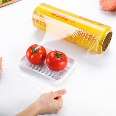 China Preserve Food Fresh Food Grade PVC Cling Film Food Cling Wrap Stretch Film Plastic Wrap Jumbo Roll Food Wrapping Film for sale