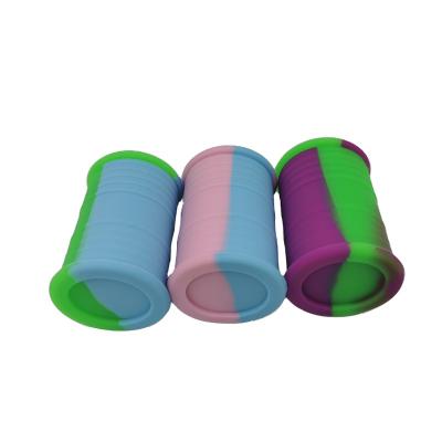 China Low Cost Viable Replacement Directly Mixed Color Barrel Shape Silicone Jar Dabs Wax Containers for sale