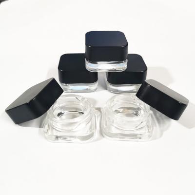 China Viable Wholesale 3 5 7 9ML Kids Lock Jar Support Transparent Square Glass LOGO for sale