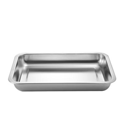 China Viable 304 Stainless Steel BPA Free BBQ Serving Dish Tray Hotel Dish Tray Rectangular Container for sale