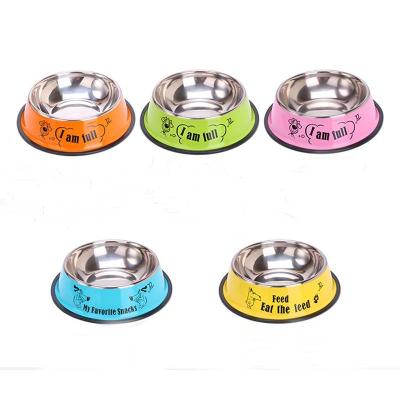 China Factory OEM Viable Color Printed Stainless Steel Rubber Dog Bowl Pet Driver Pet Bottom Plate for sale