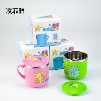 China 10oz Kids Viable Creative Mug Customized School Camping Mug With Handle Stainless Steel Milk Tea Cups for sale